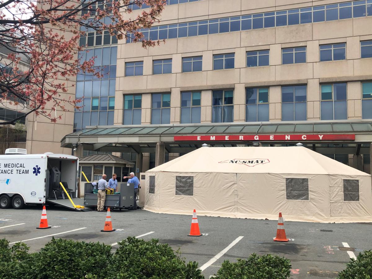 unc hospital with triage tent